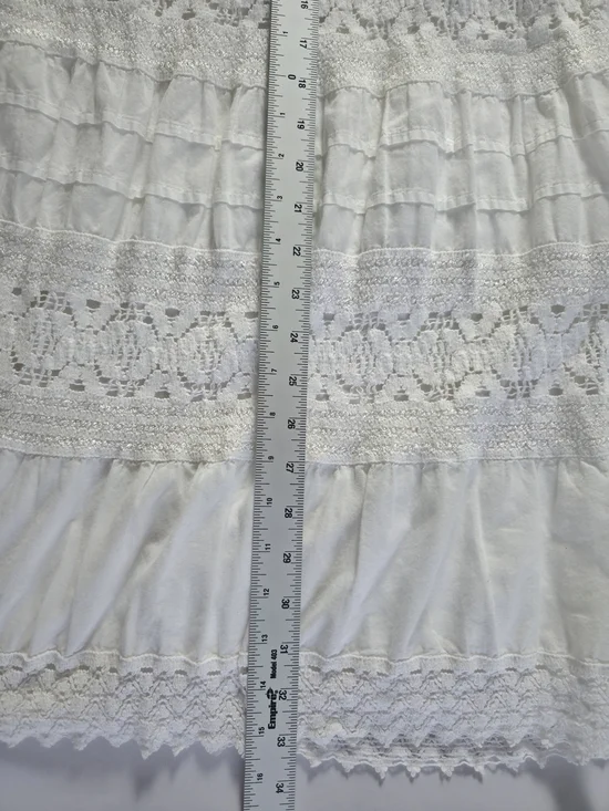 Vintage St John’s Bay White Lace Midi Skirt Cotton Boho Size M Elastic - Picture 7 of 10